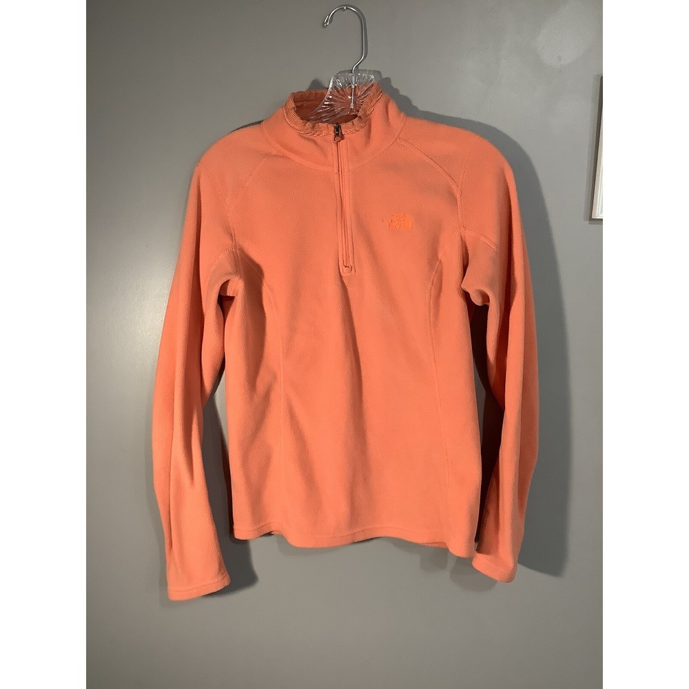 The North Face Sweater Womens Small Orange Peach 1/4 Zip Pullover‎ Light Weight